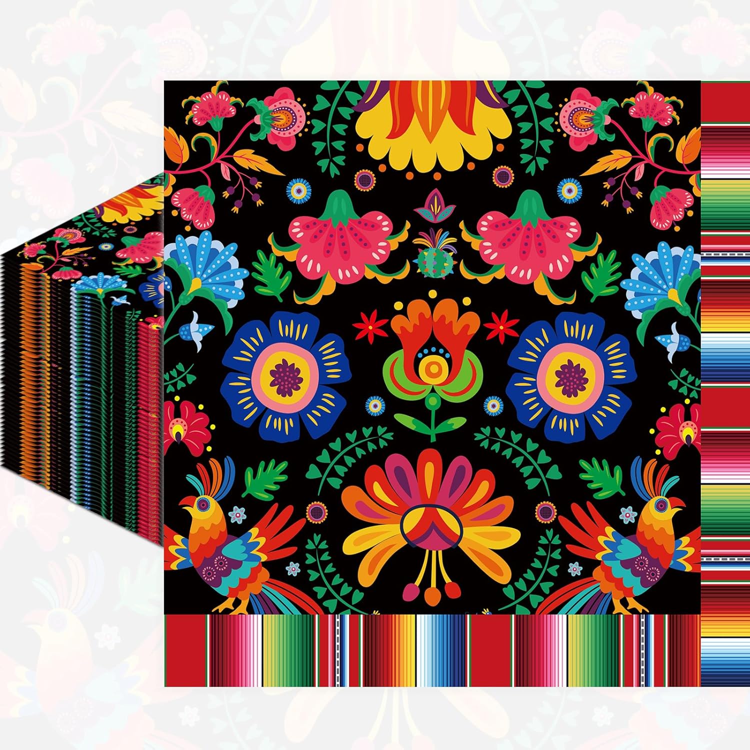 Pack of 50 Mexican Fiesta Napkins with Serape Stripe Design