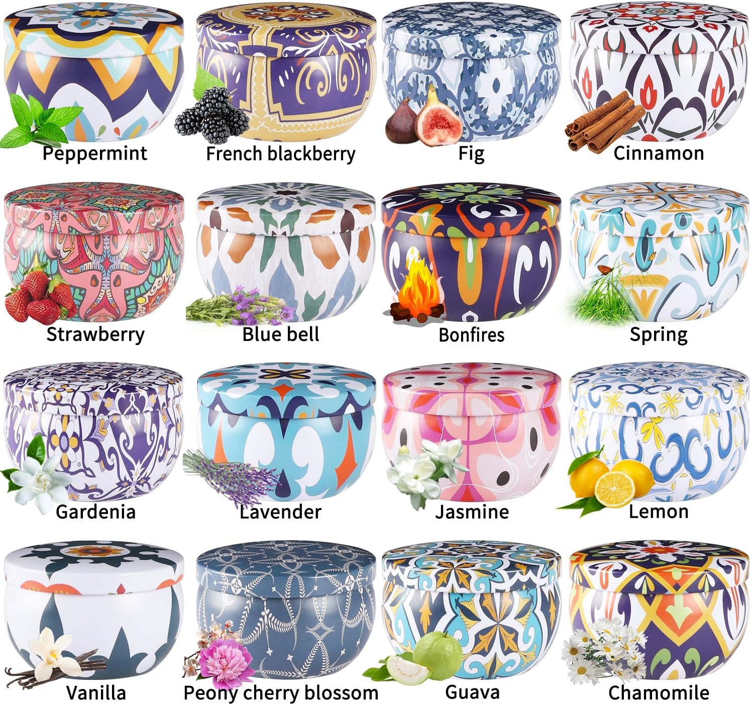 16 Pack Small Scented Candles Set 25 Oz Natural Soy Wax Aromatherapy Candles