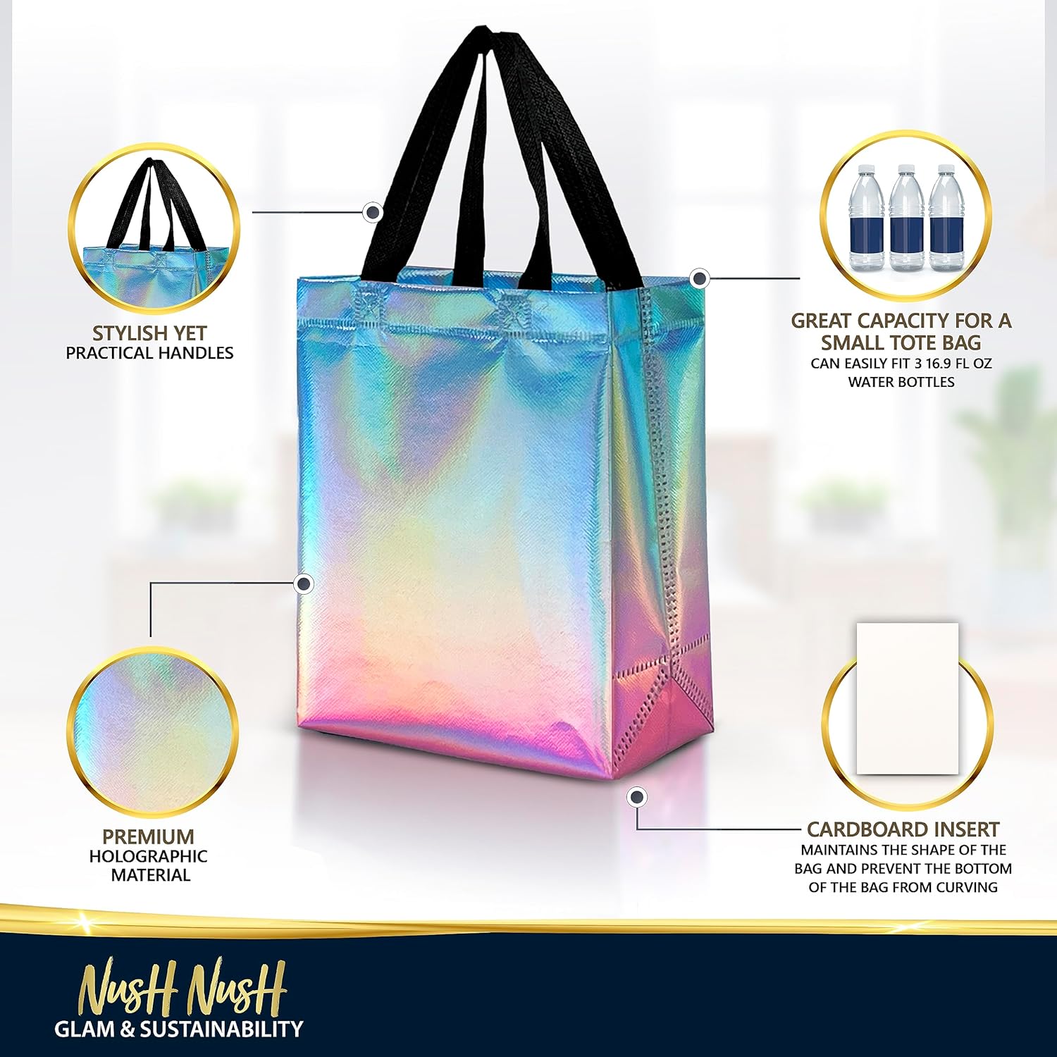 Nush Nush Gradient Bags Medium Set of 12 Aqua to Pink Reusable