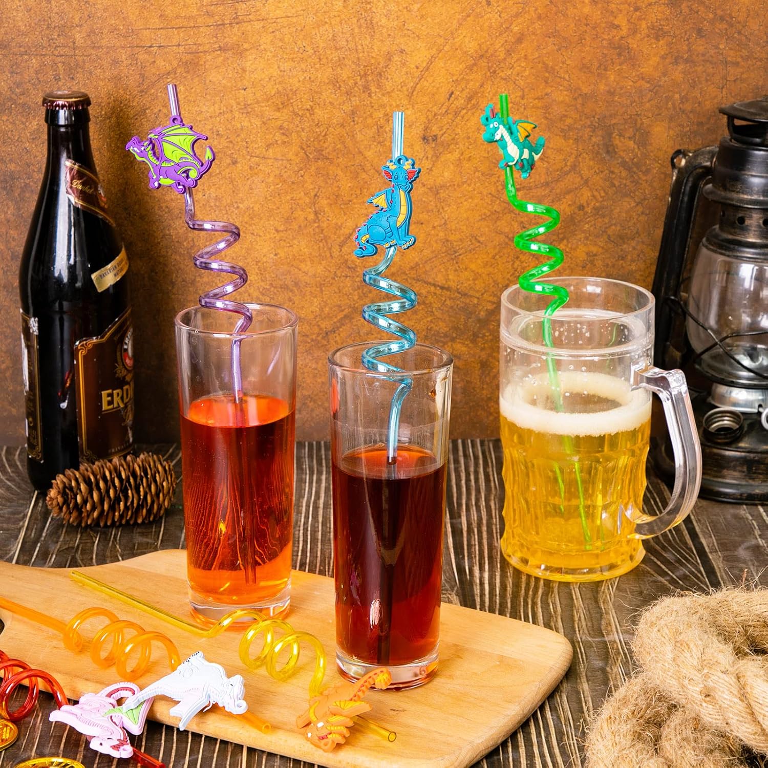 Zhehao 24 Piece Dragon Drinking Straws for Kids Parties