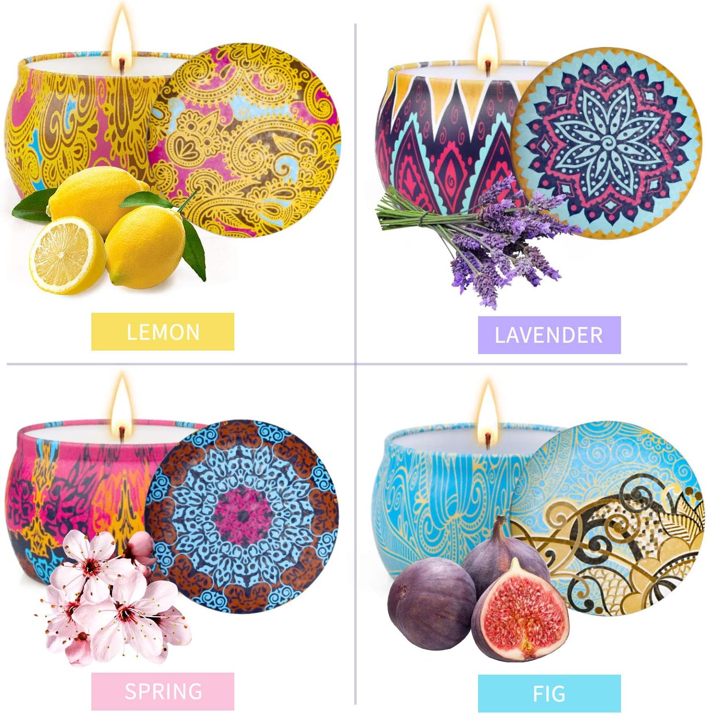 4 Pack Scented Candles Gift Set for Women