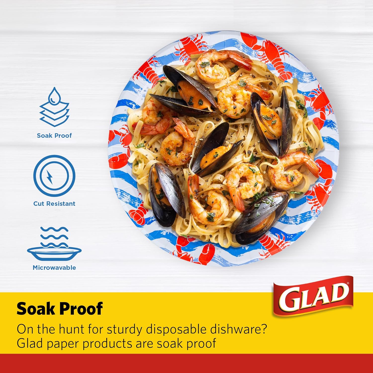 Glad Round Disposable Paper Plates 10 Inch 50 Count
