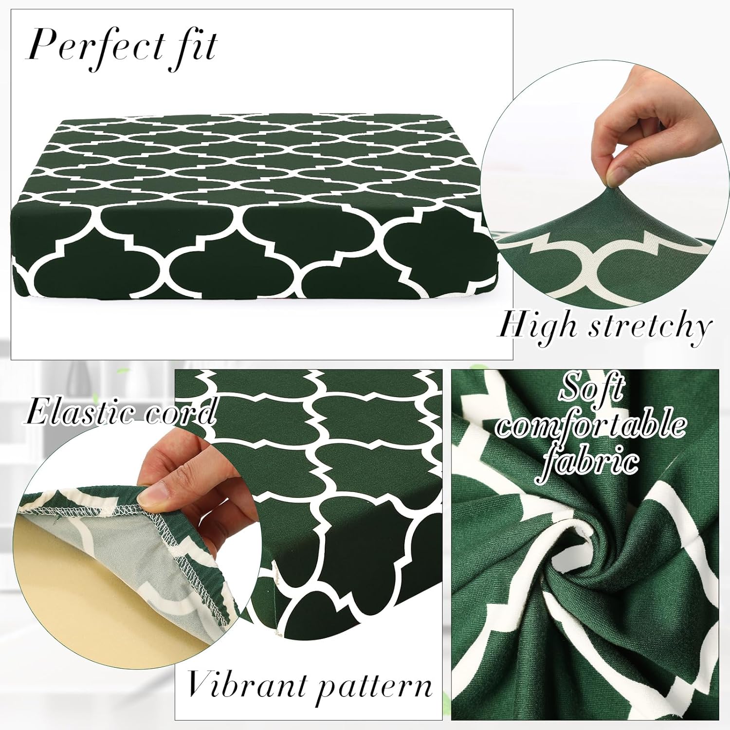 Newwiee 4 Pcs Waterproof Outdoor Cushion Covers Dark Green