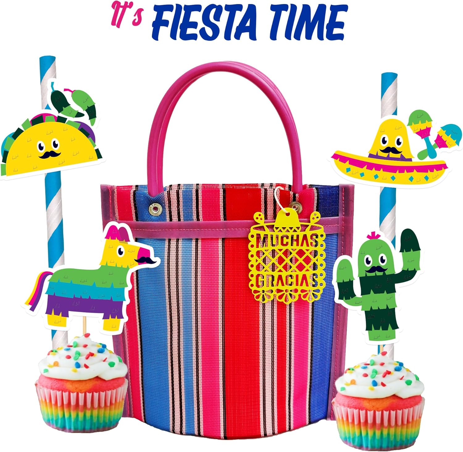 12 Mini Mercado Bags for Fiesta Mexicana Party Favors