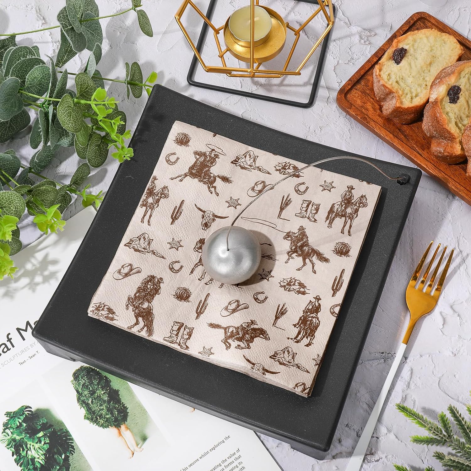 Western Cowboy Brown Paper Napkins 50Pcs Set