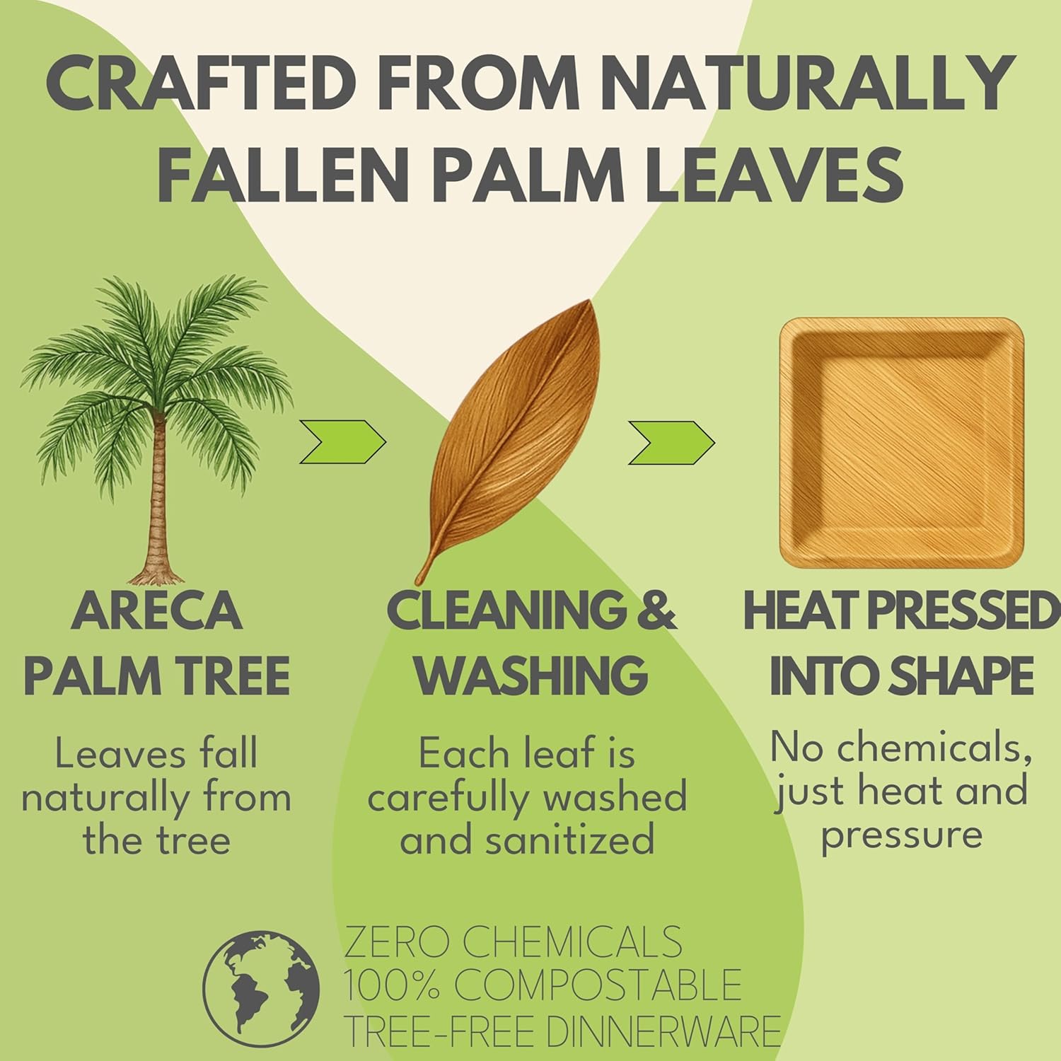Naturally Chic Palm Leaf Plates 50-Pack 10 7 Inch Square