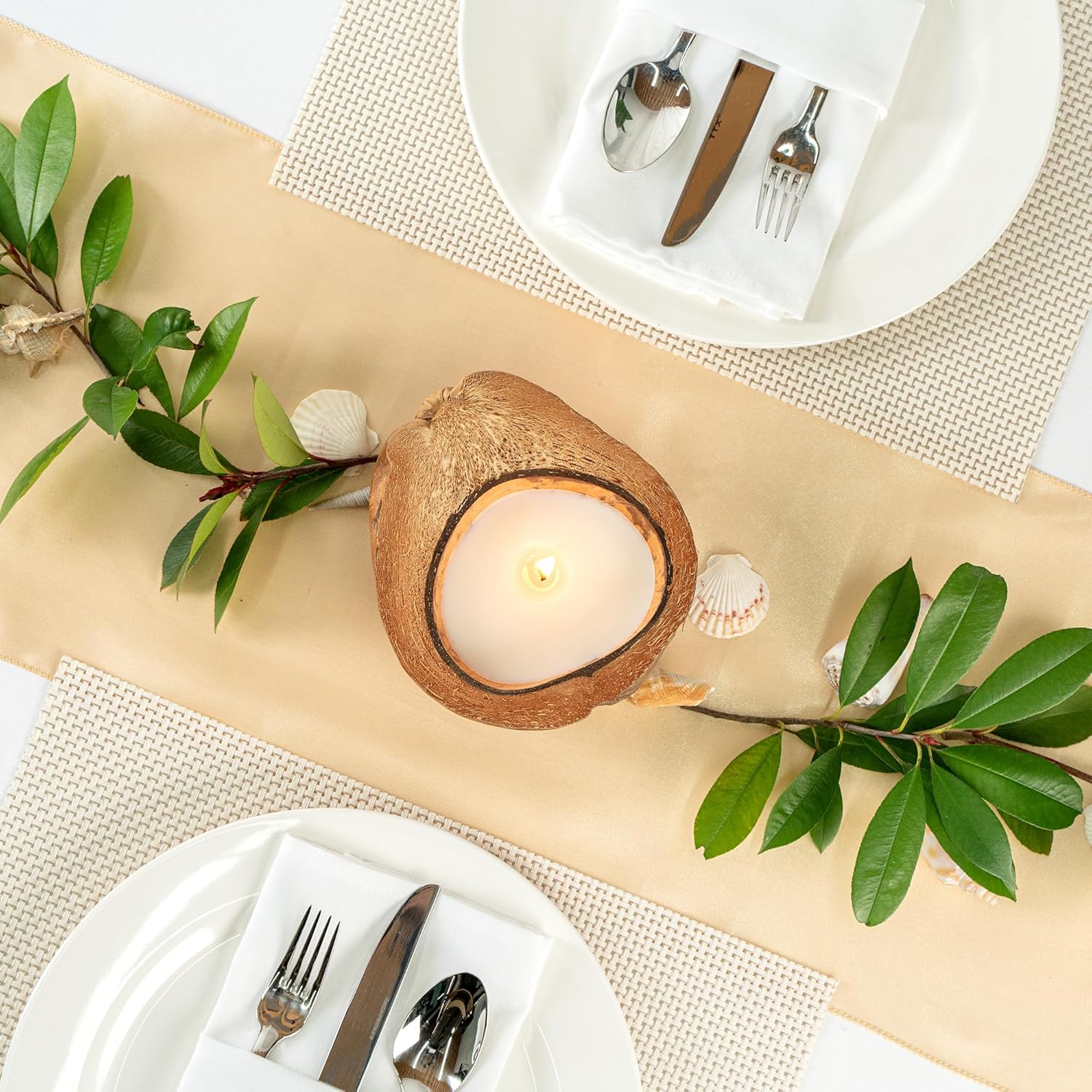 Restaurantware Coconut Shell Candle with Mango Scent