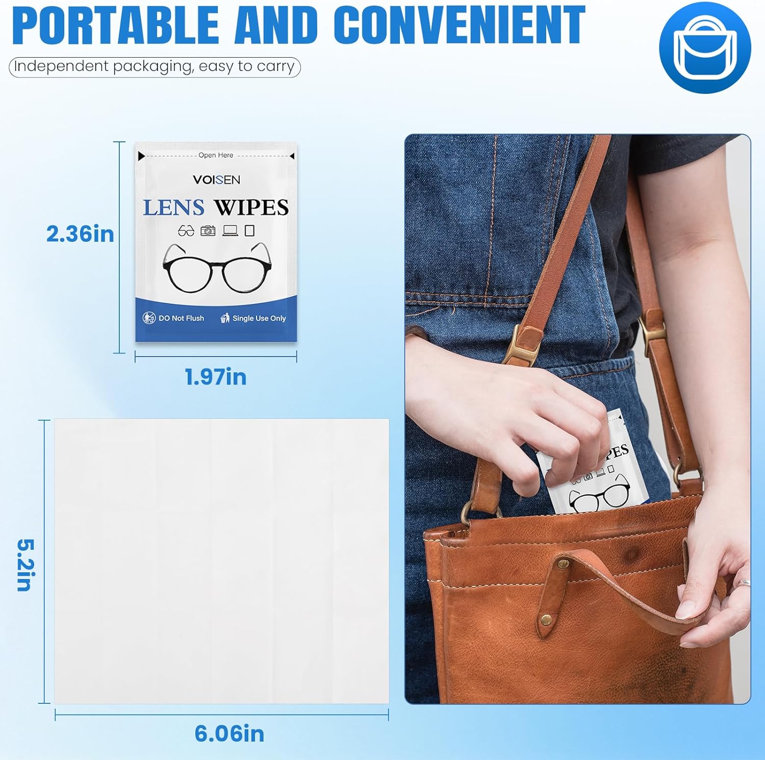 VOISEN Lens Wipes 450 Pack Eye Glasses Cleaner