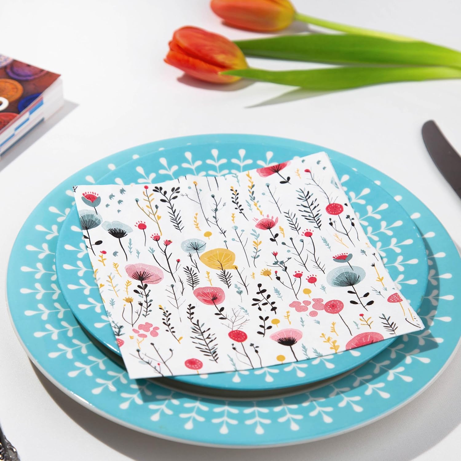20 pcs Premium 3-Ply Floral Paper Napkins