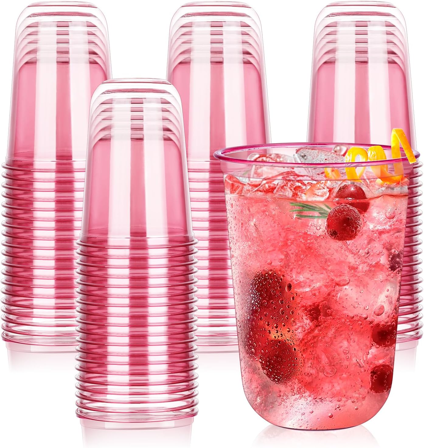 KesaPlan 50 Pcs Pink Plastic Cups 16oz