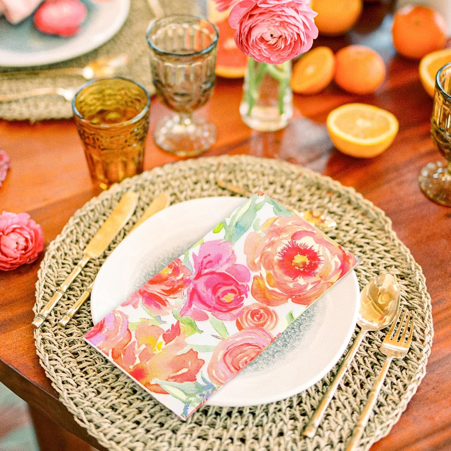 50Pcs Floral Guest Napkins Watercolor Patterned Disposable