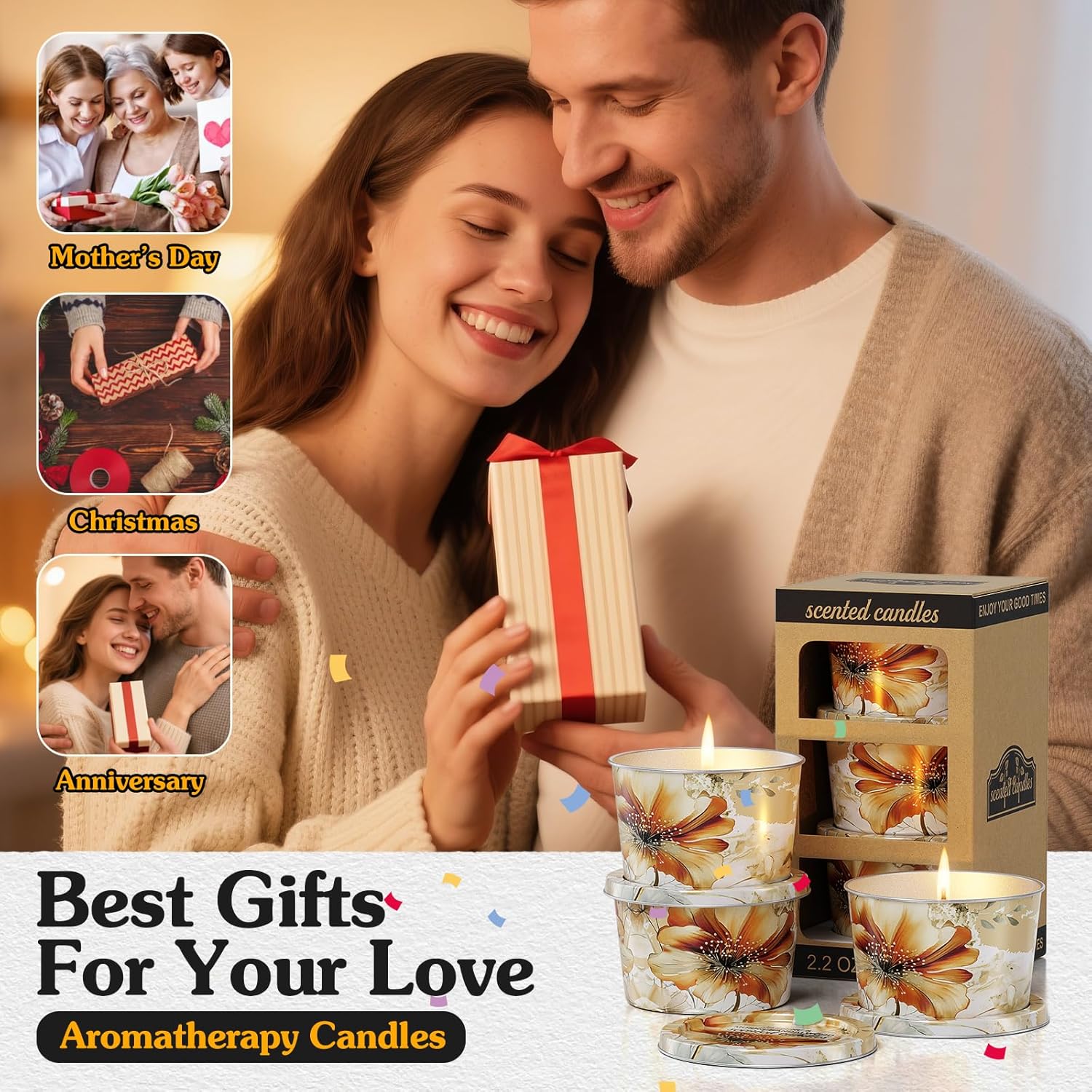 3-Pack Aromatherapy Candle Set Travel Size Jasmine Musk Sandalwood
