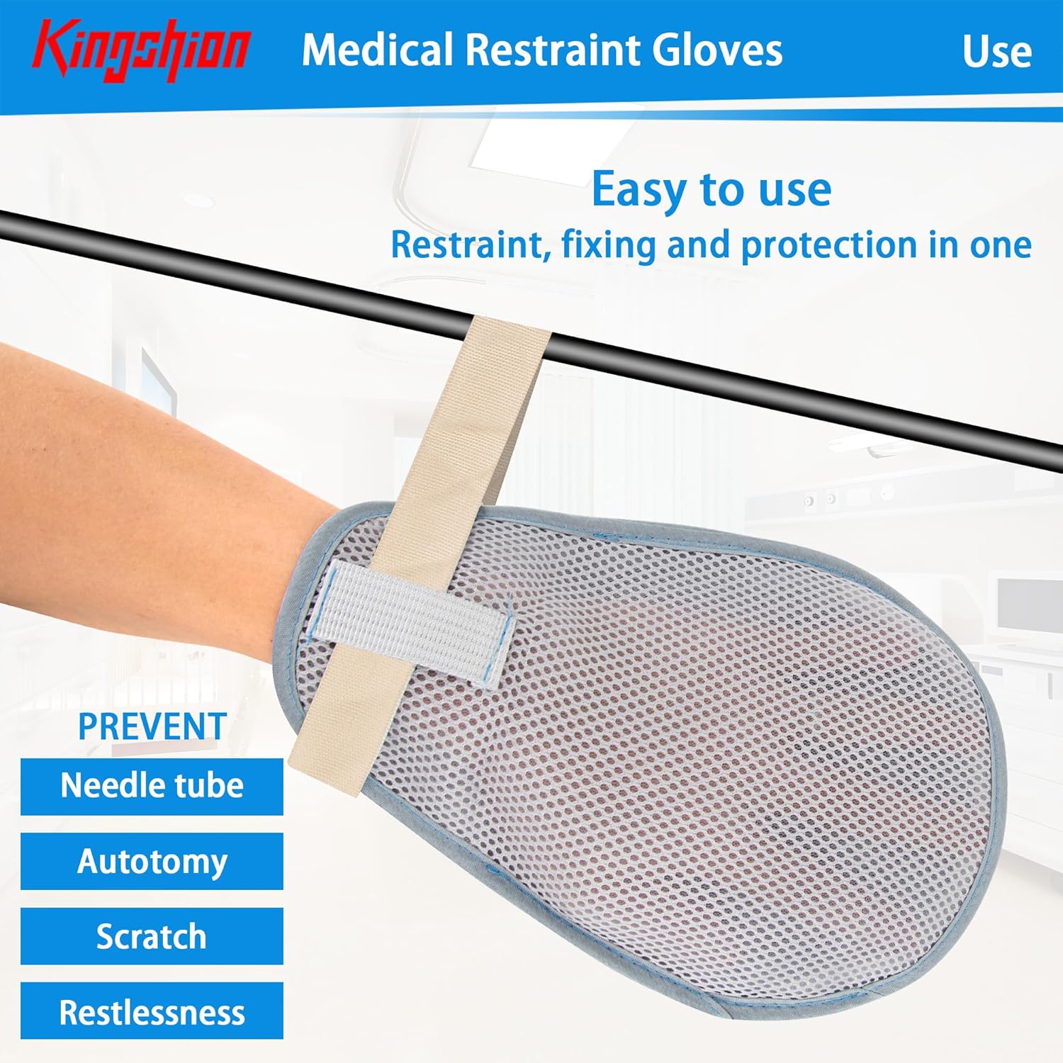 2PCS Anti-Scratch Restraint Gloves for Elderly Use