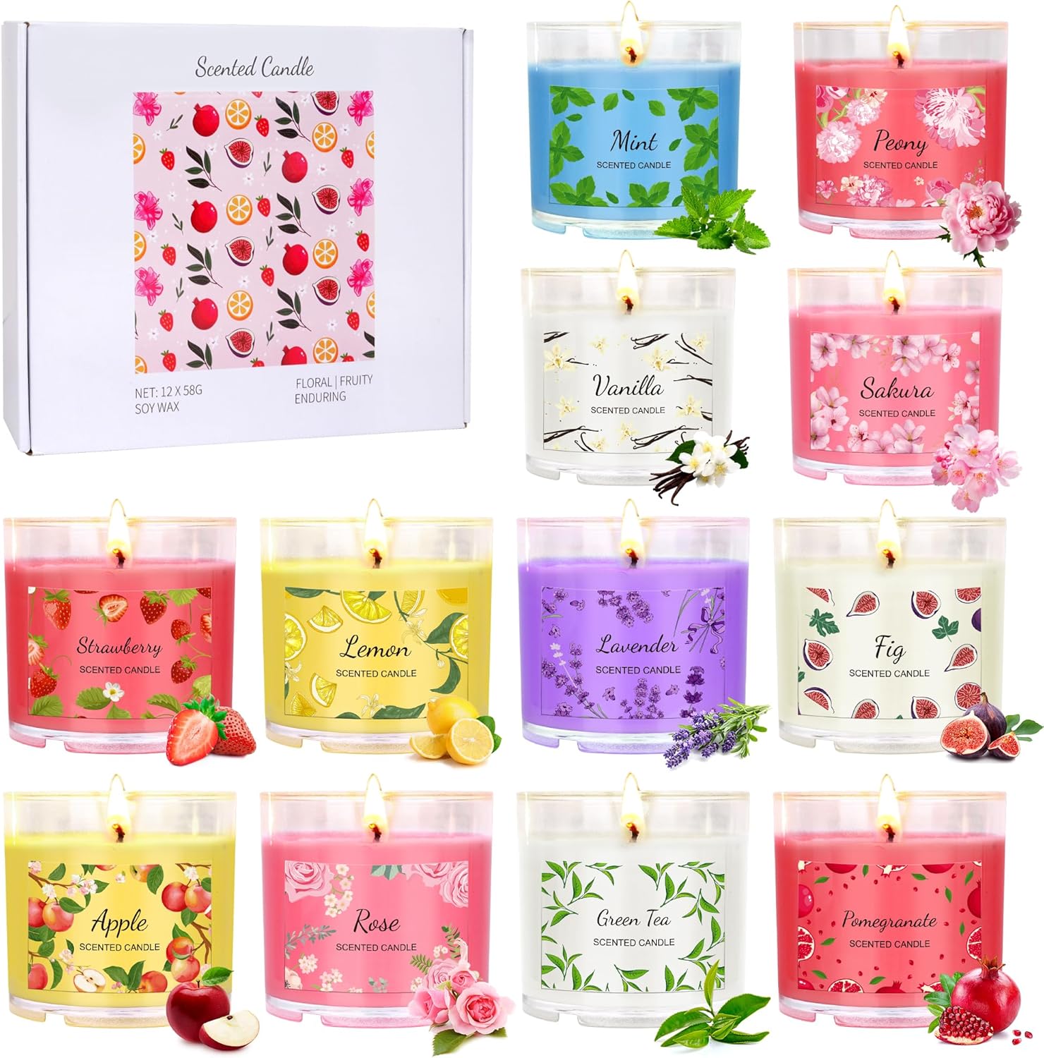 12 Pack Scented Candles for Home and Gifts