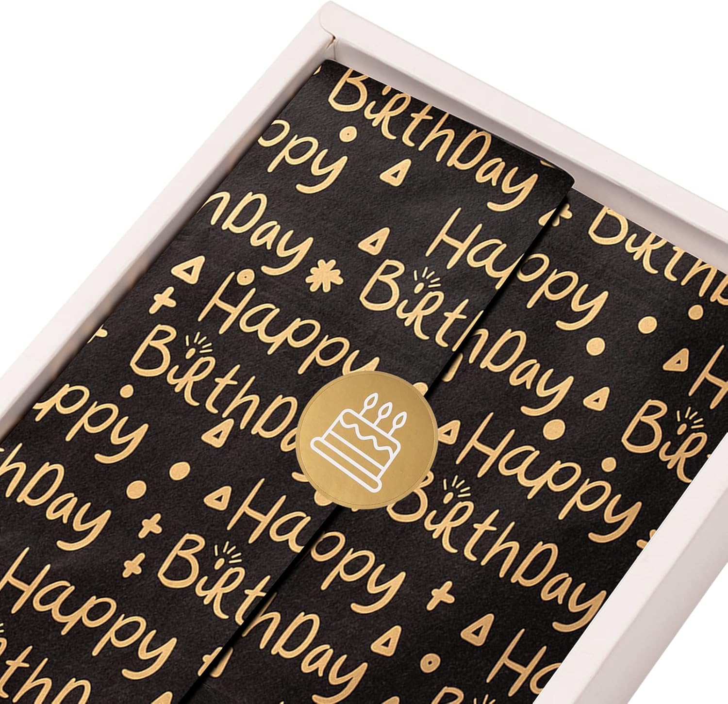 LeZakaa Birthday Tissue Paper 60 Sheets with 30 Cake Stickers