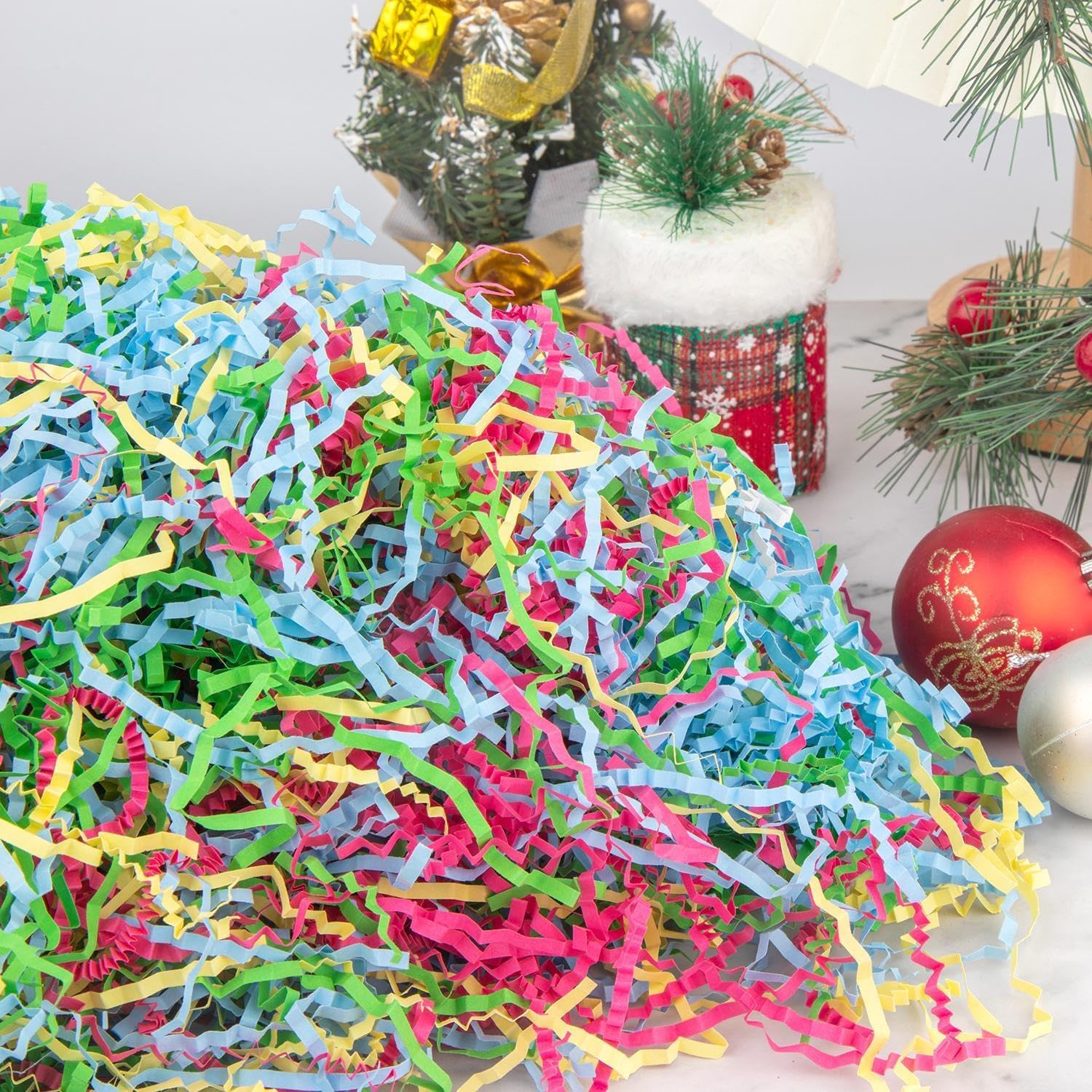 Caleihd Crinkle Cut Paper Grass Cushion Streamer 45oz Green Pink Blue Yellow