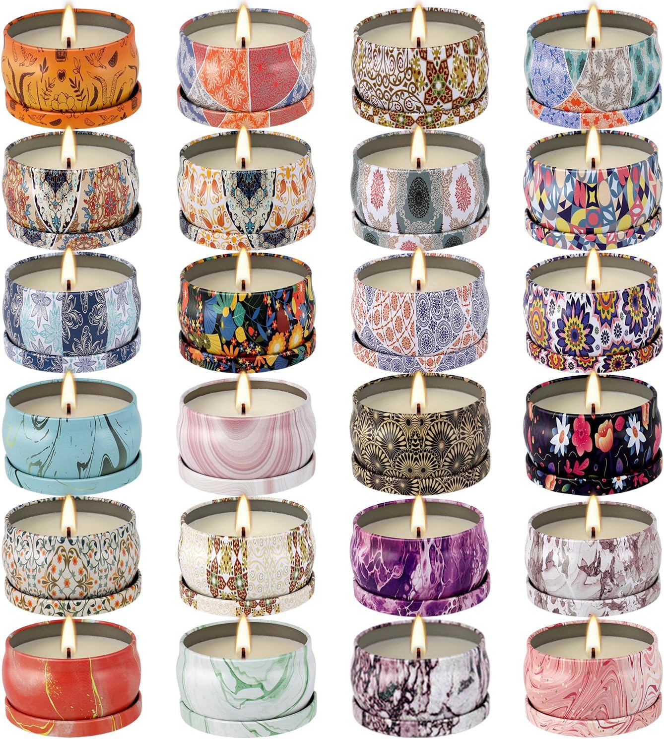 24 Piece Smokeless Candle Set with 8 Hour Burn Time for Aromatherapy