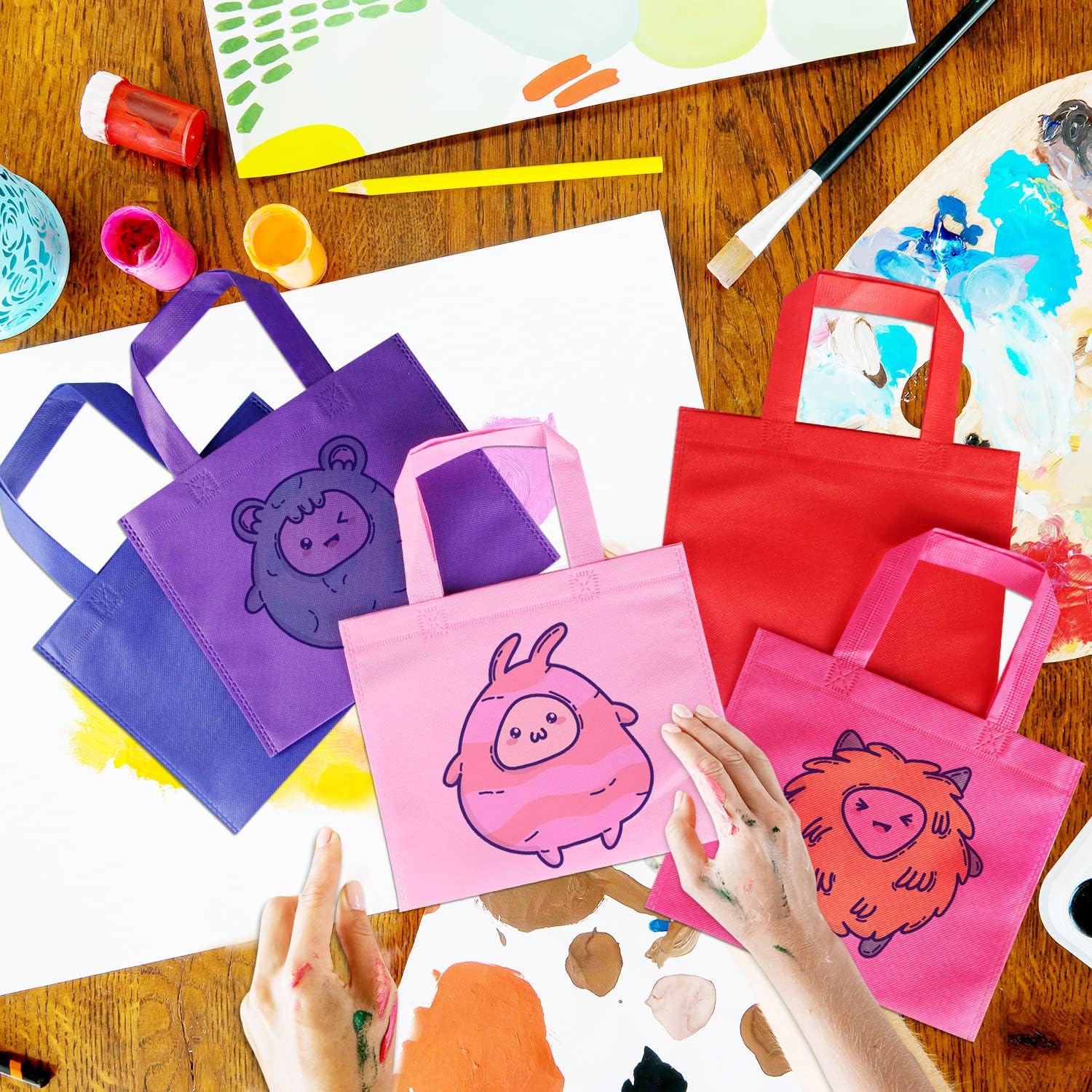 30 Pack Non Woven Party Bags with Handles for Kids