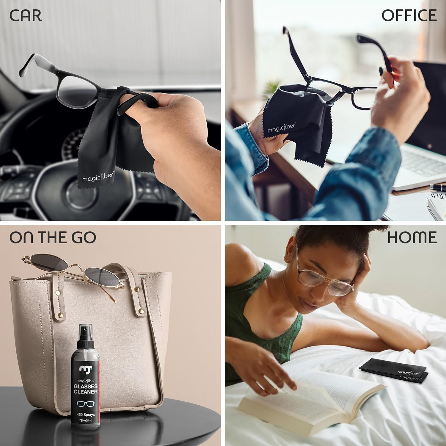 MagicFiber Glasses Cleaner Kit - 2 Sprays 2 Cloths