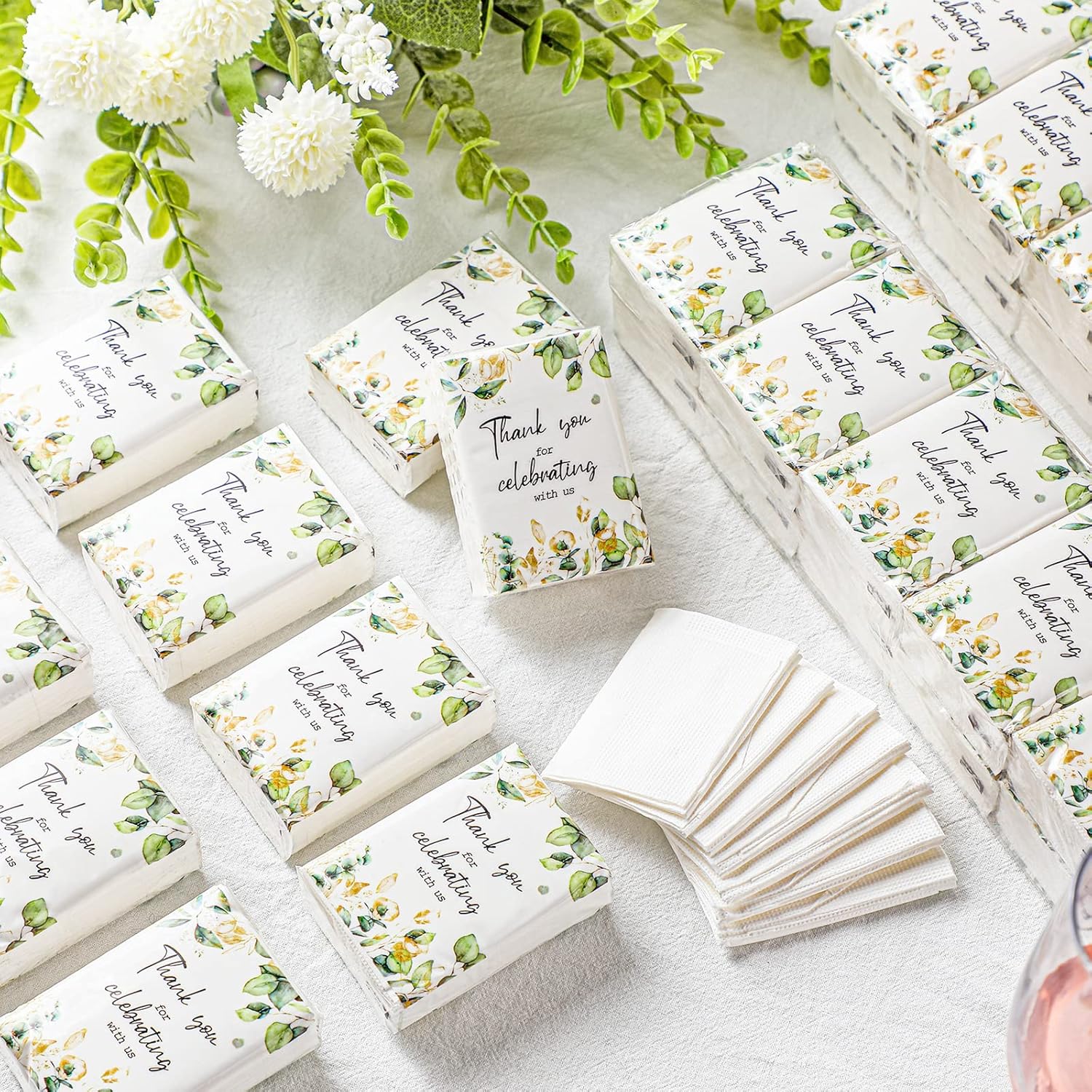 100 Pcs Eucalyptus Pocket Wedding Tissues