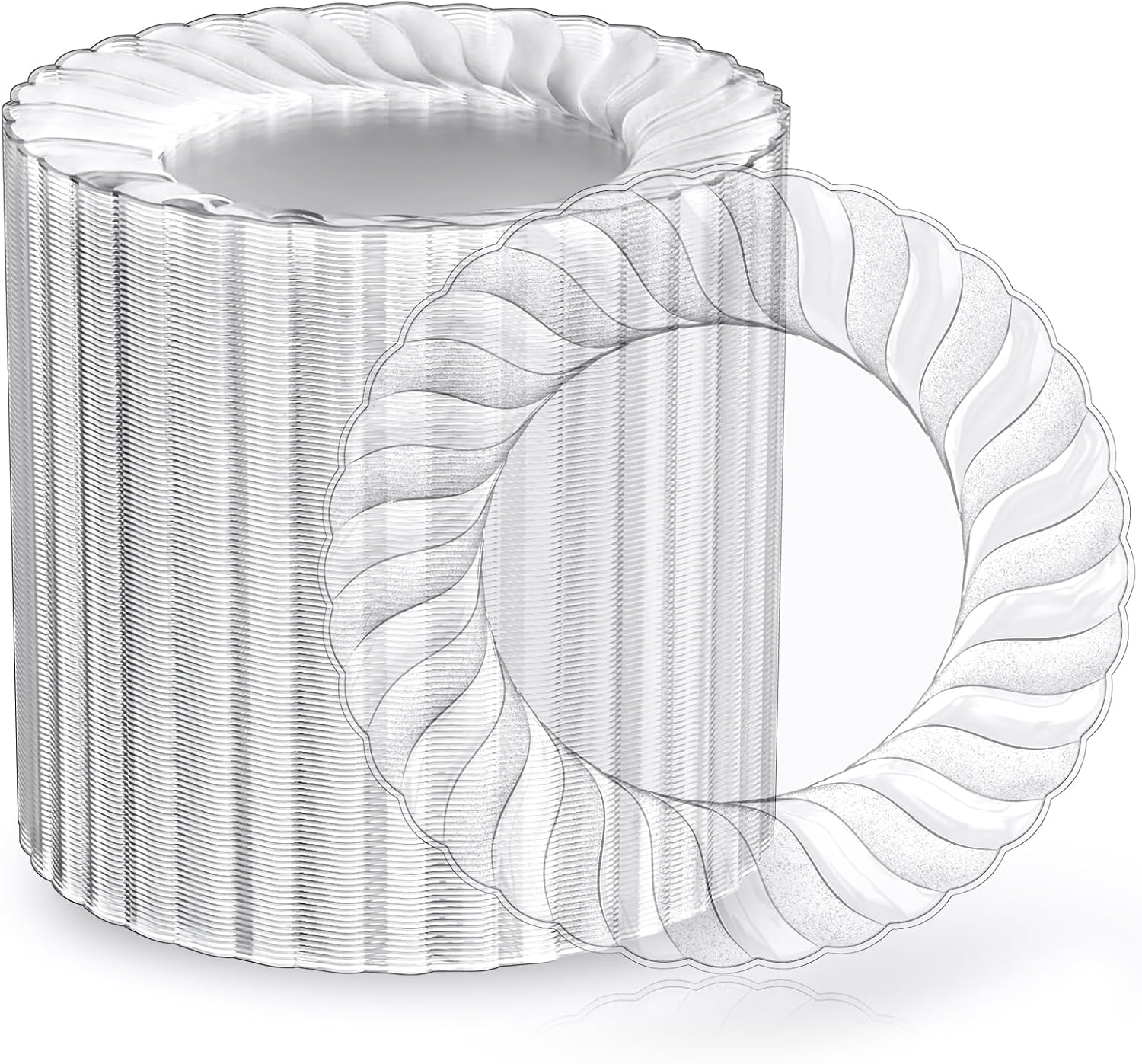 FOCUSLINE 100 Count 6 Inch Clear Plastic Plates for Events