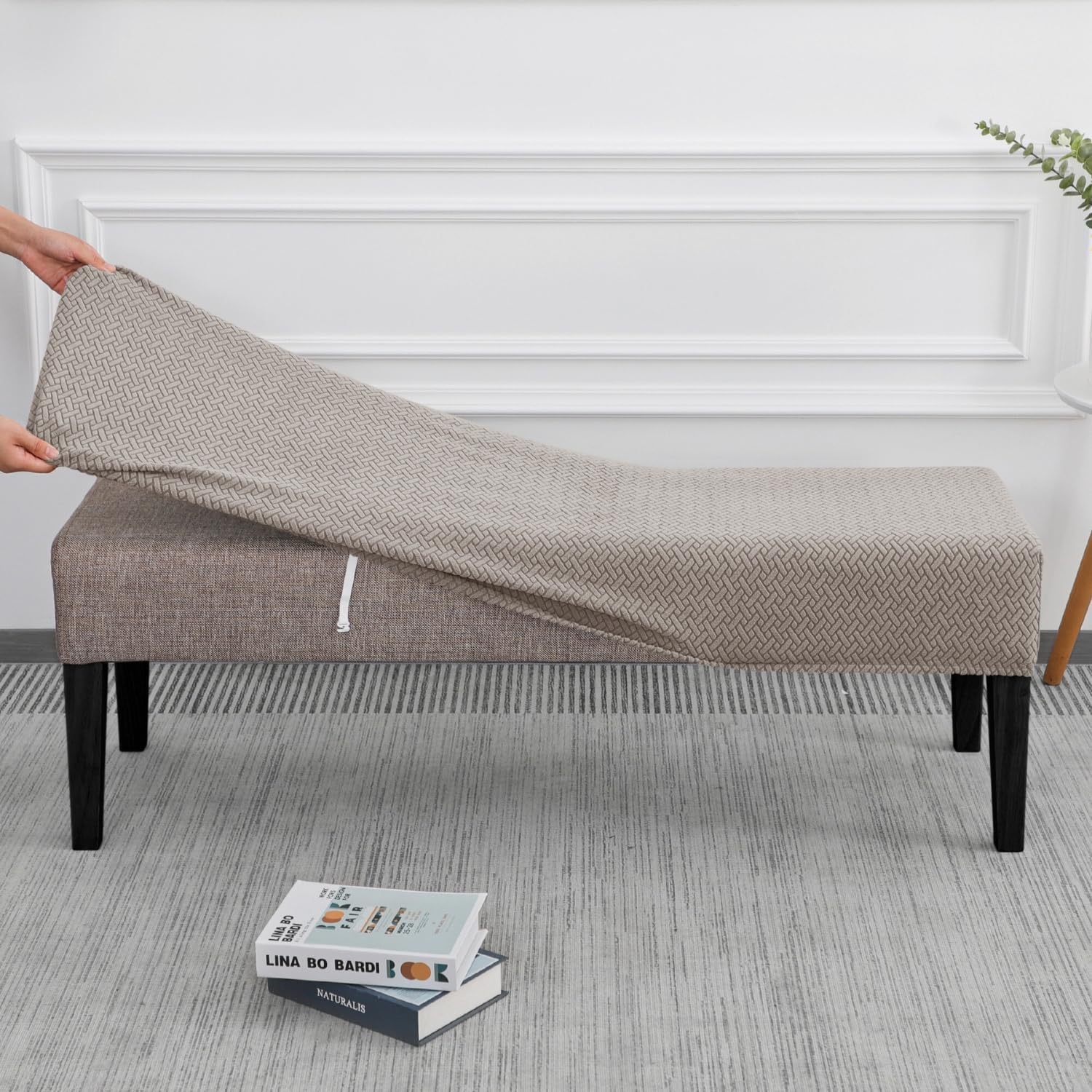 SPRINGRICO Stretch Dining Bench Cover Taupe