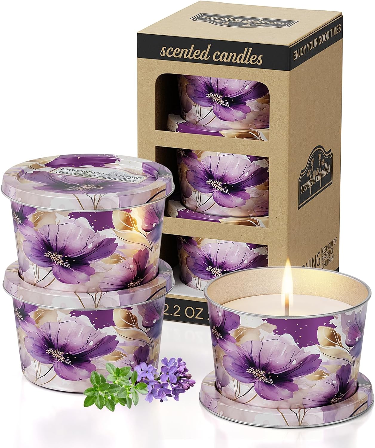 3-Pack Aromatherapy Candles - Lavender Thyme Travel Size