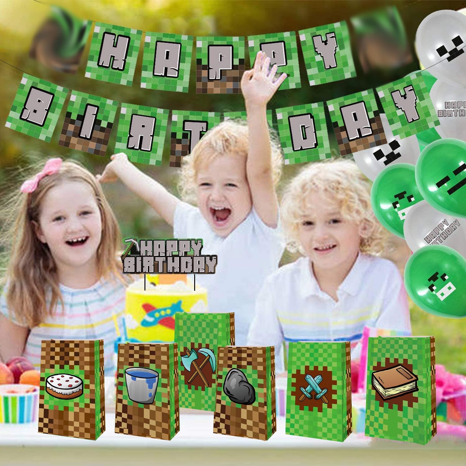 24 Pack Pixel Design Party Favor Bags for Kids and Adults