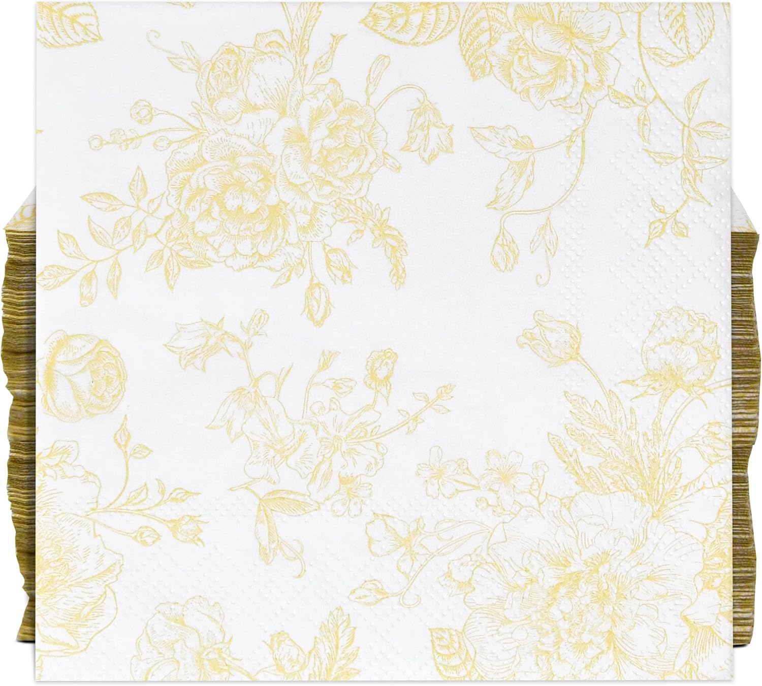 Yellow White Floral Cocktail Napkins for Spring Events