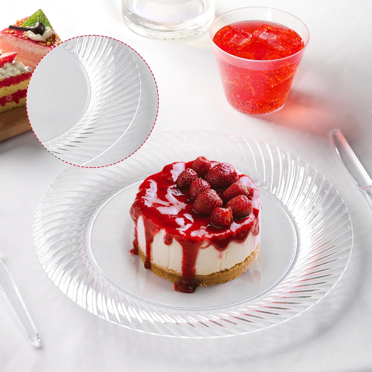 FOCUSLINE 10 Inch Clear Plastic Plates 100 Count