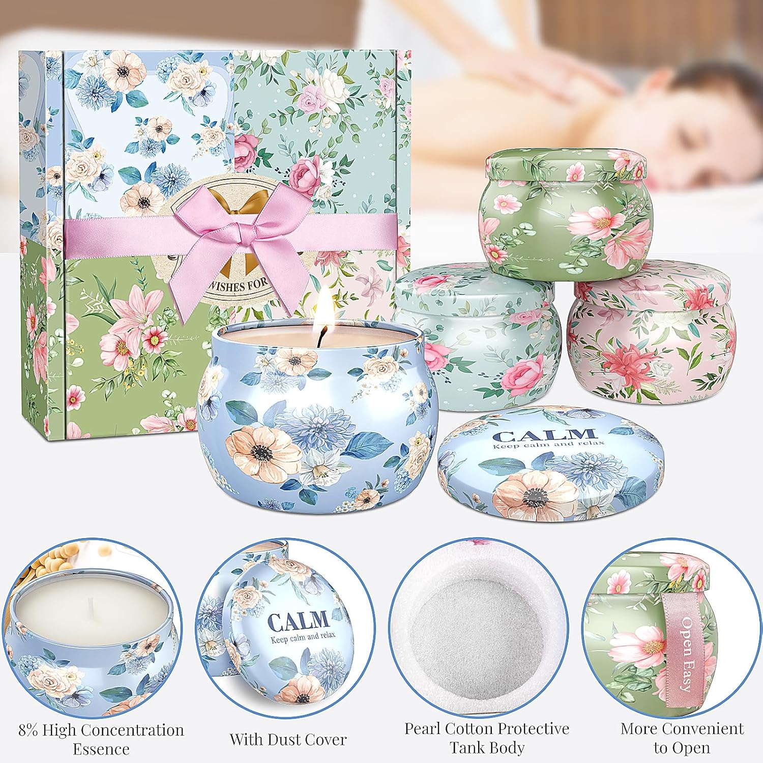 Blissful Oasis Scented Candles 4 Pack Set