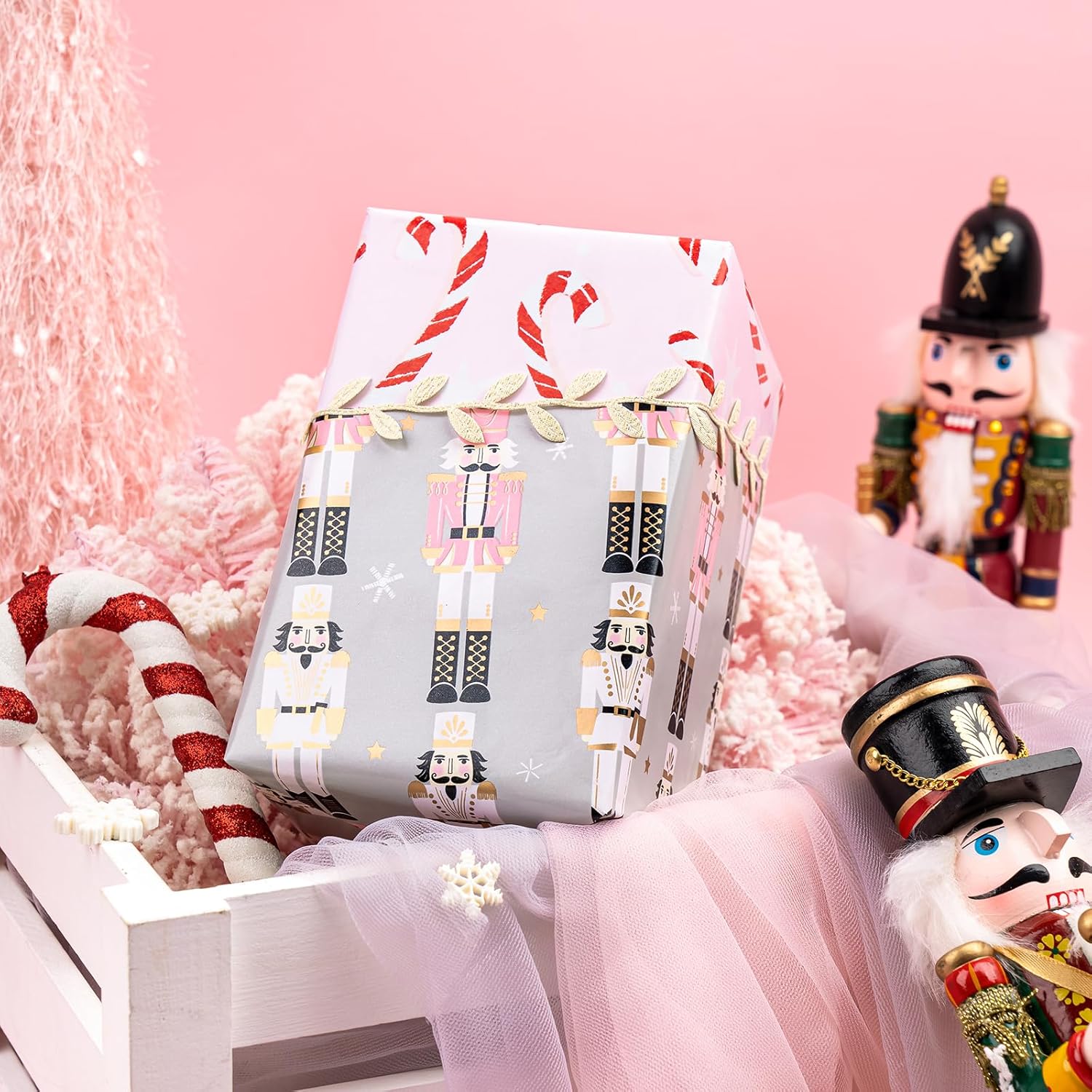 WRAPAHOLIC Reversible Christmas Wrapping Paper - 17x33ft Mini Roll