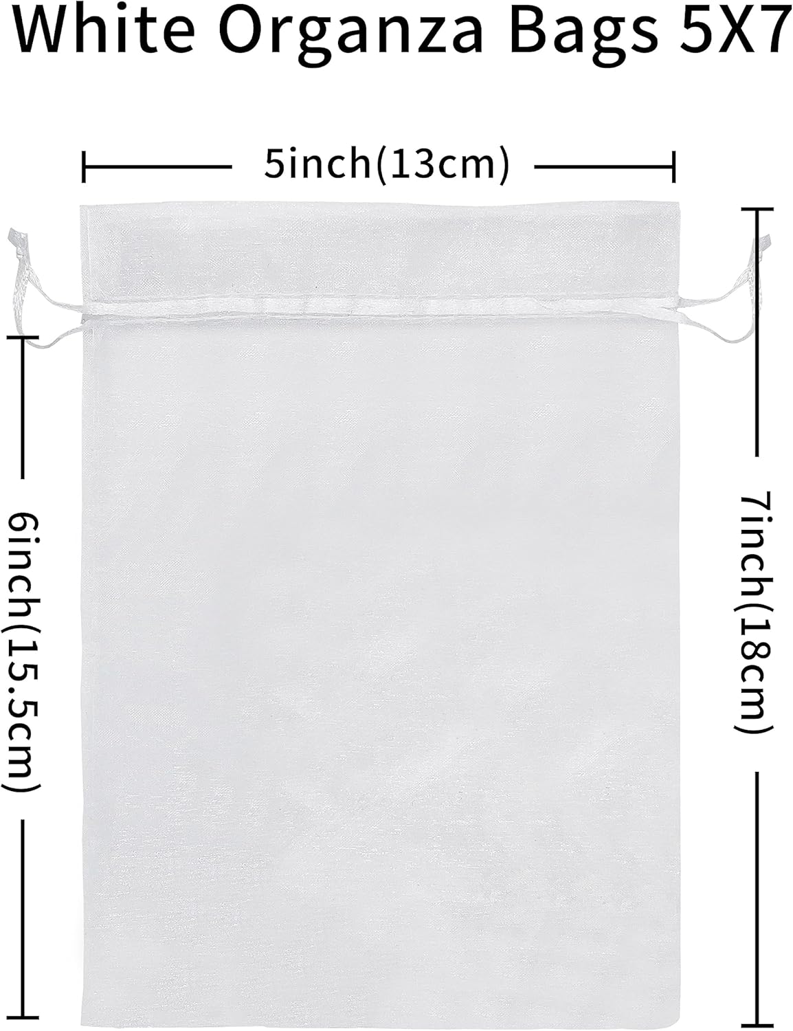 100PCS White Organza Drawstring Gift Bags 5x7 Inches