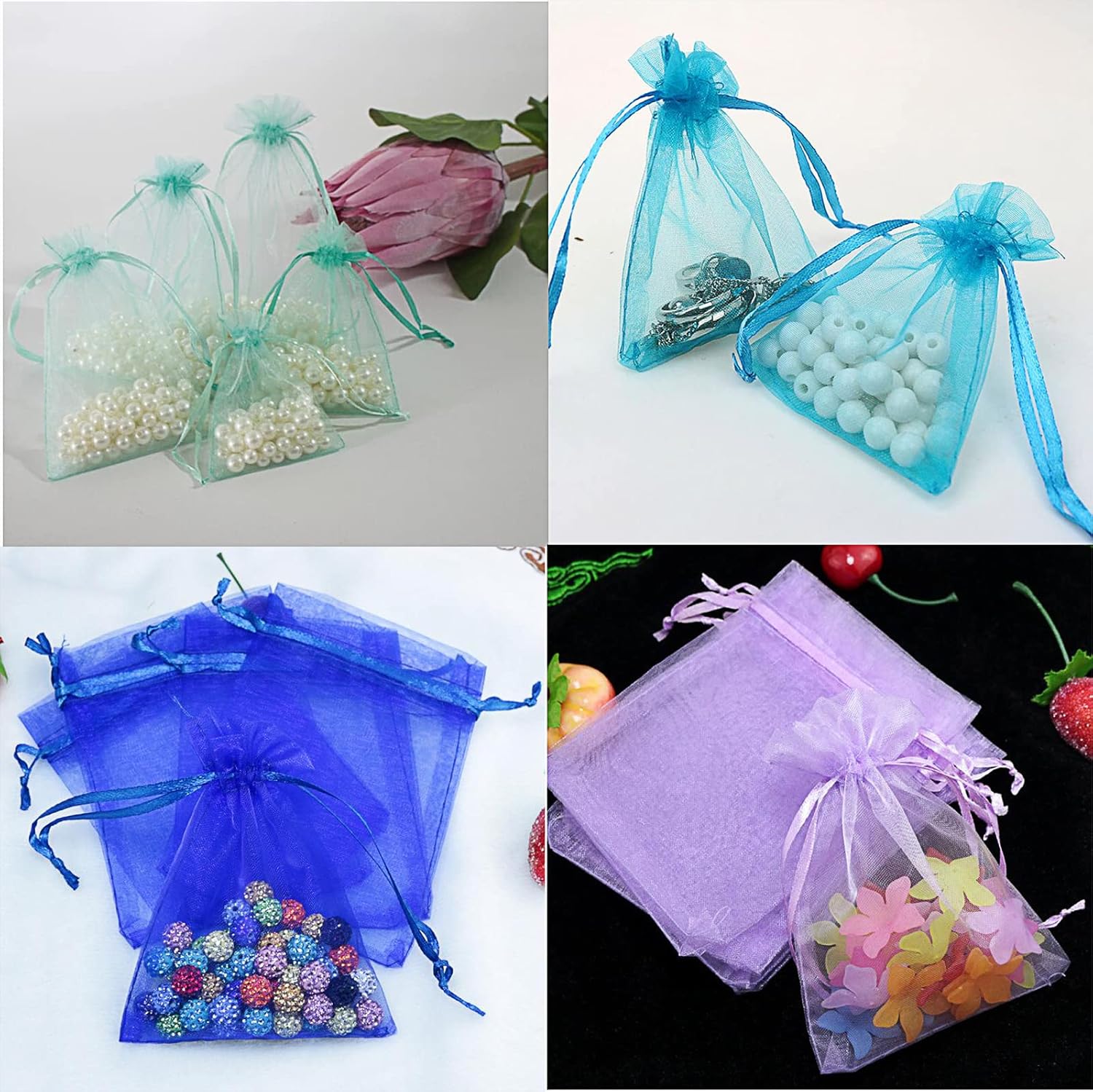 SAOYOAS 100Pcs 4x6 Inch Drawstring Organza Bags