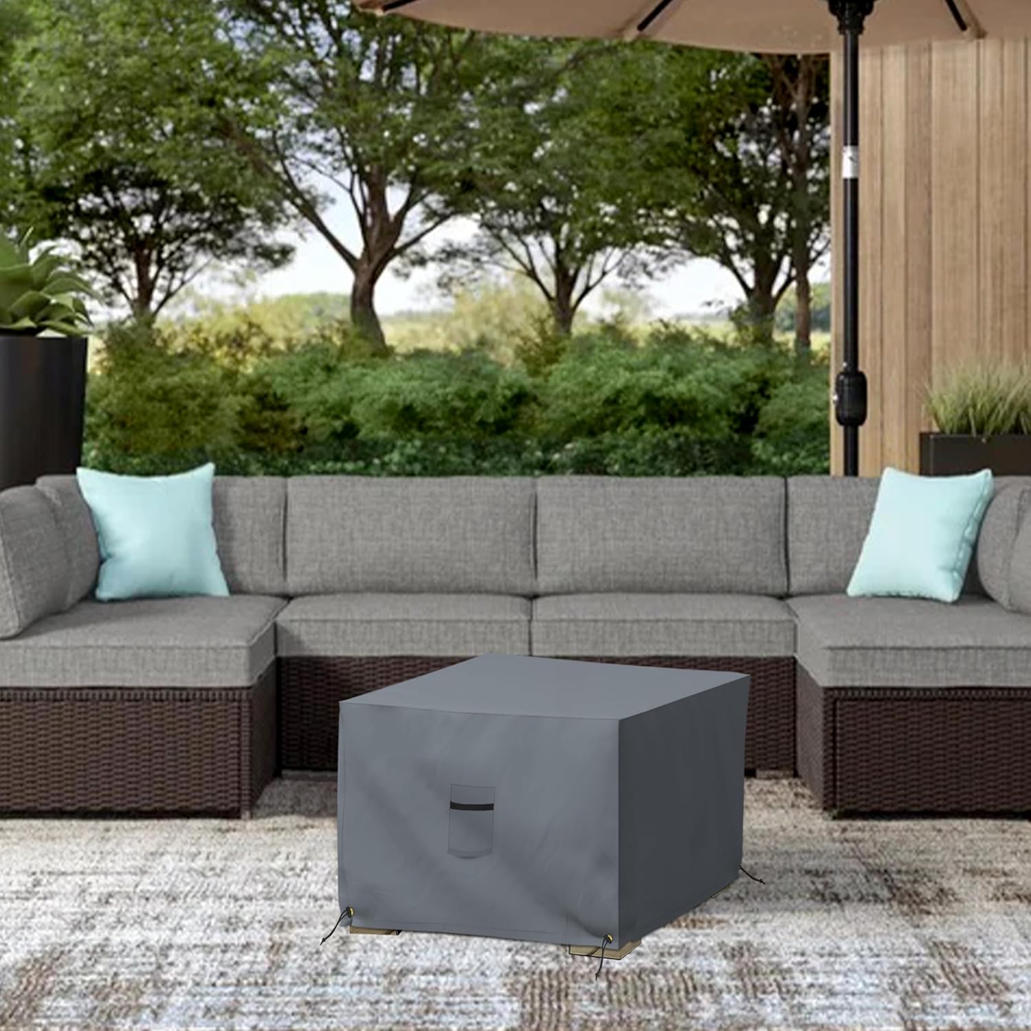 Covers All Outdoor Ottoman Cover Gray 23x23x18