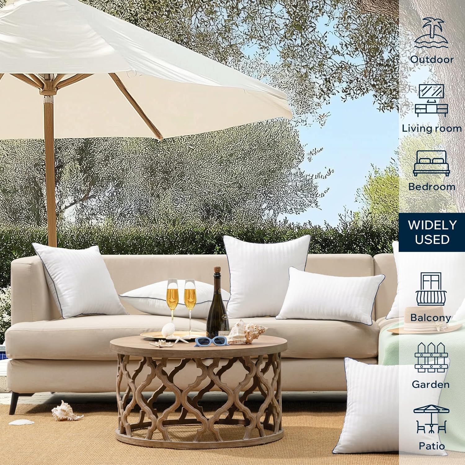 Phantoscope Waterproof Outdoor Pillow Inserts - Pack of 4 18x18 Inch