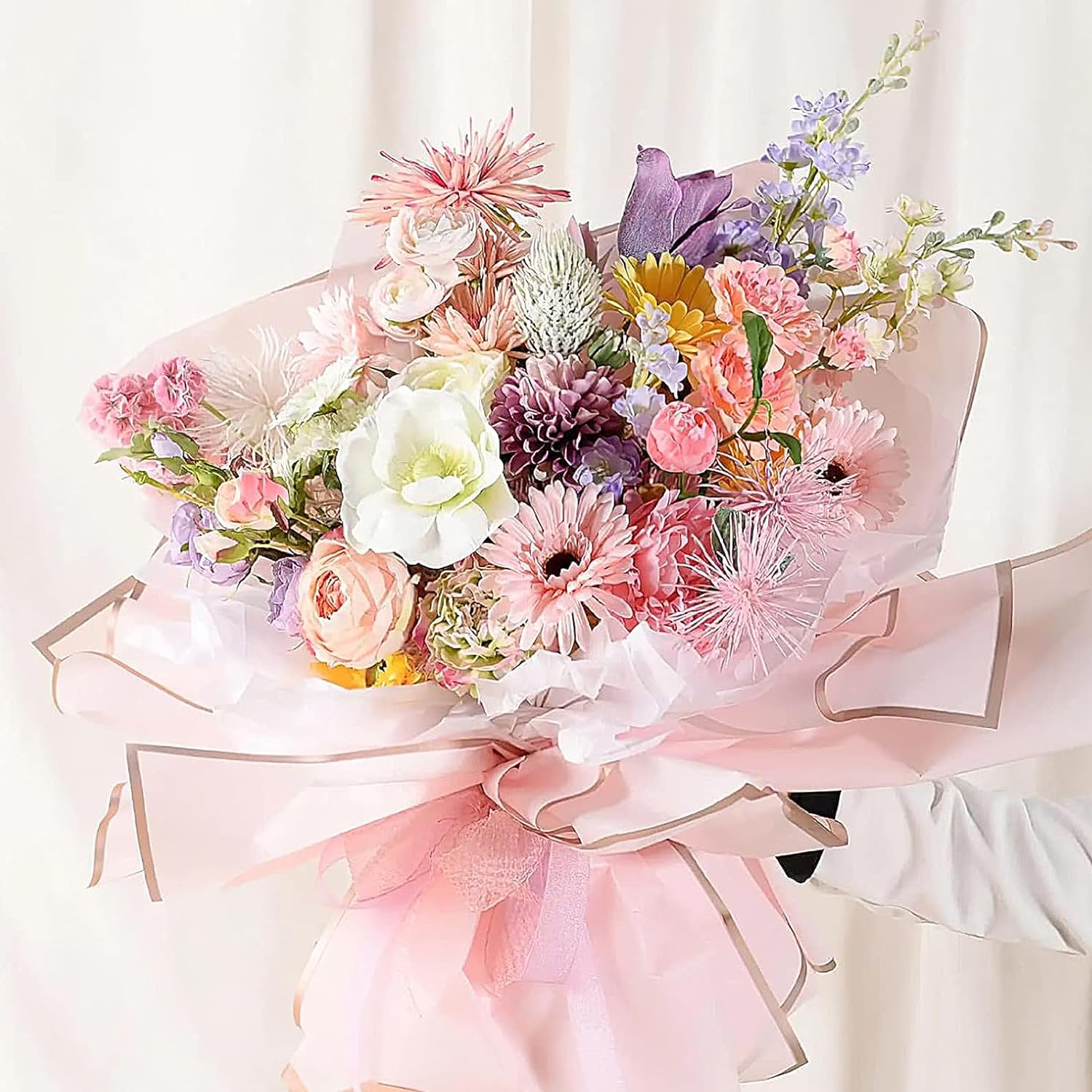 20 Sheet Waterproof Flower Wrap Paper in Pink