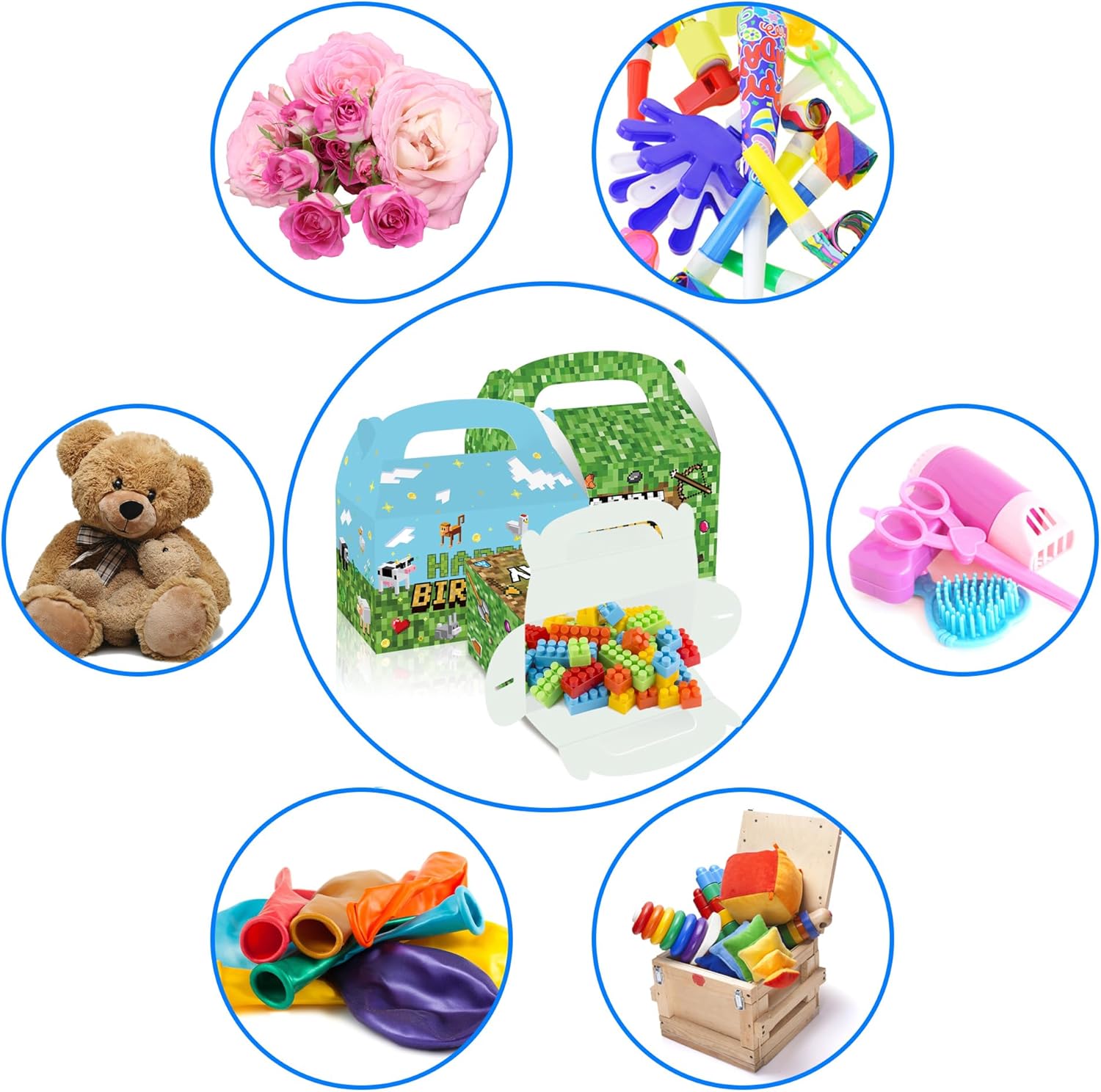 16 Piece Pixel Style Goodie Boxes for Birthday Parties