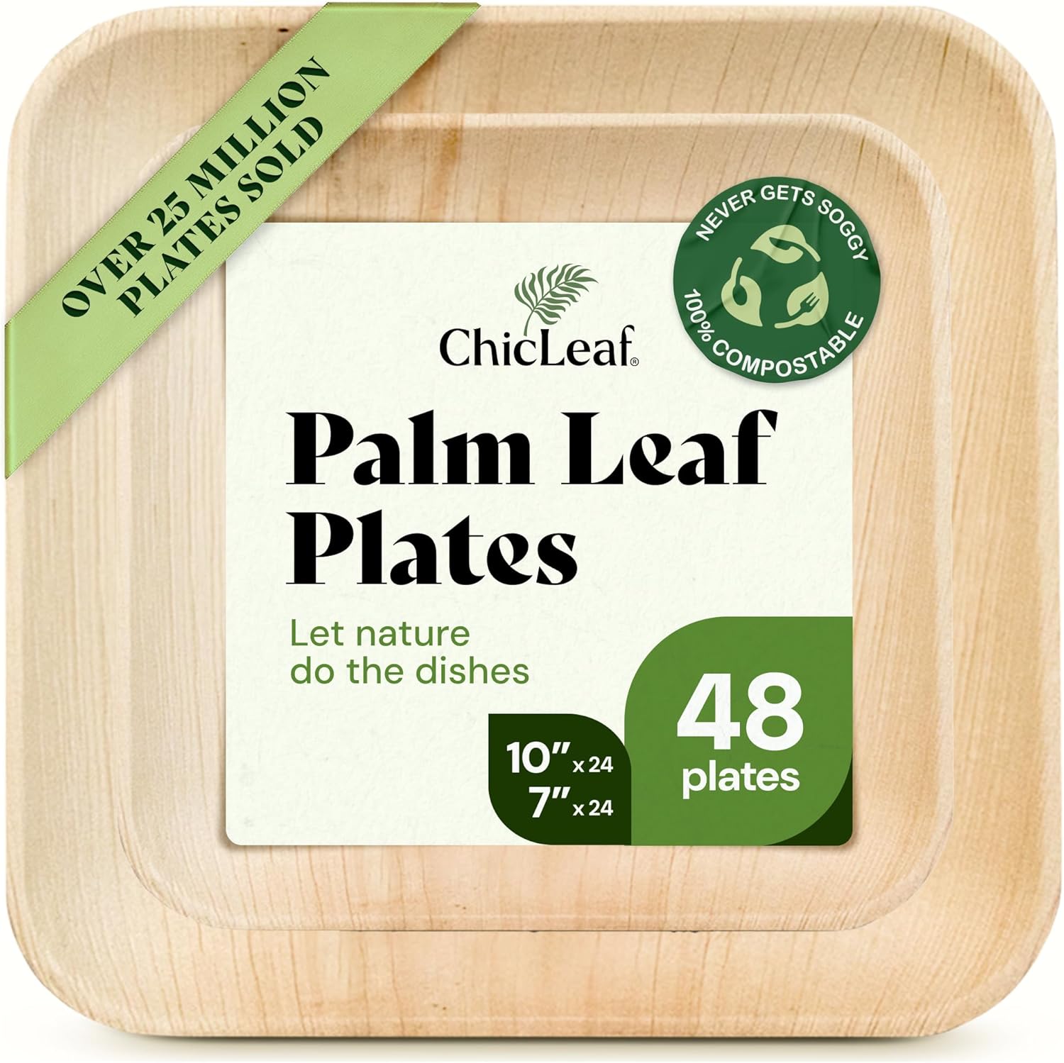 Chic Leaf Compostable Bamboo Plates 10 7 Inch Square