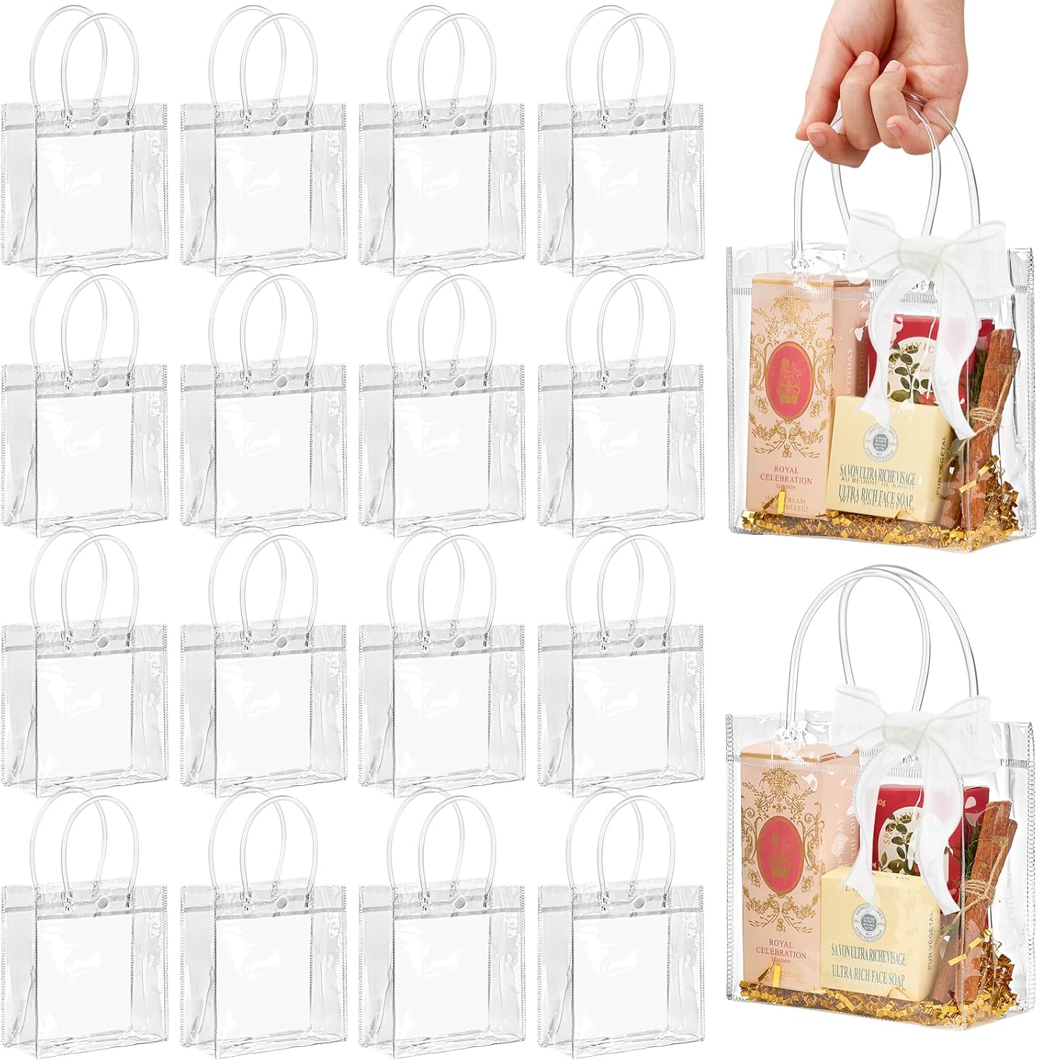 Jutieuo 16 Pack Clear Gift Bags with Handles