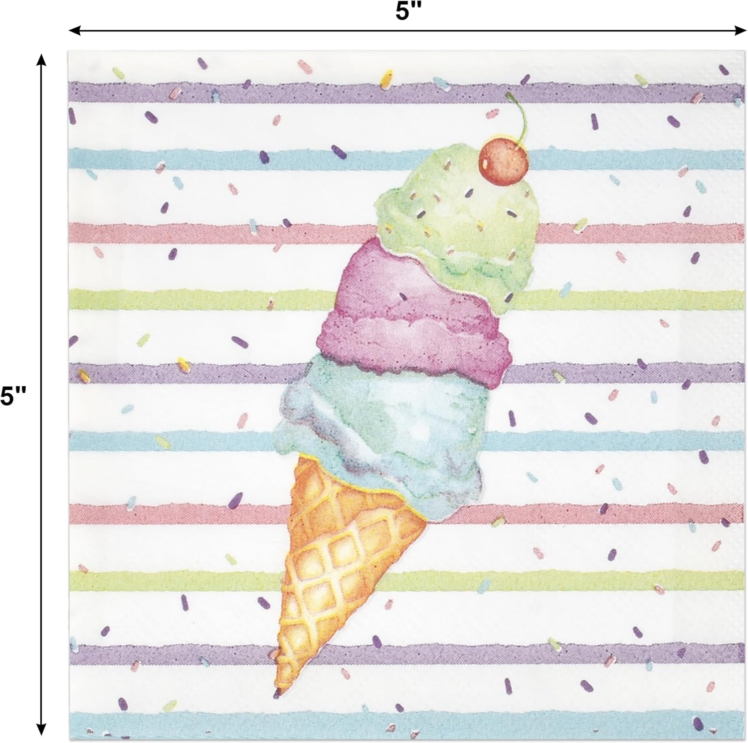 Gift Boutique Ice Cream Cone Napkins for Birthday Parties