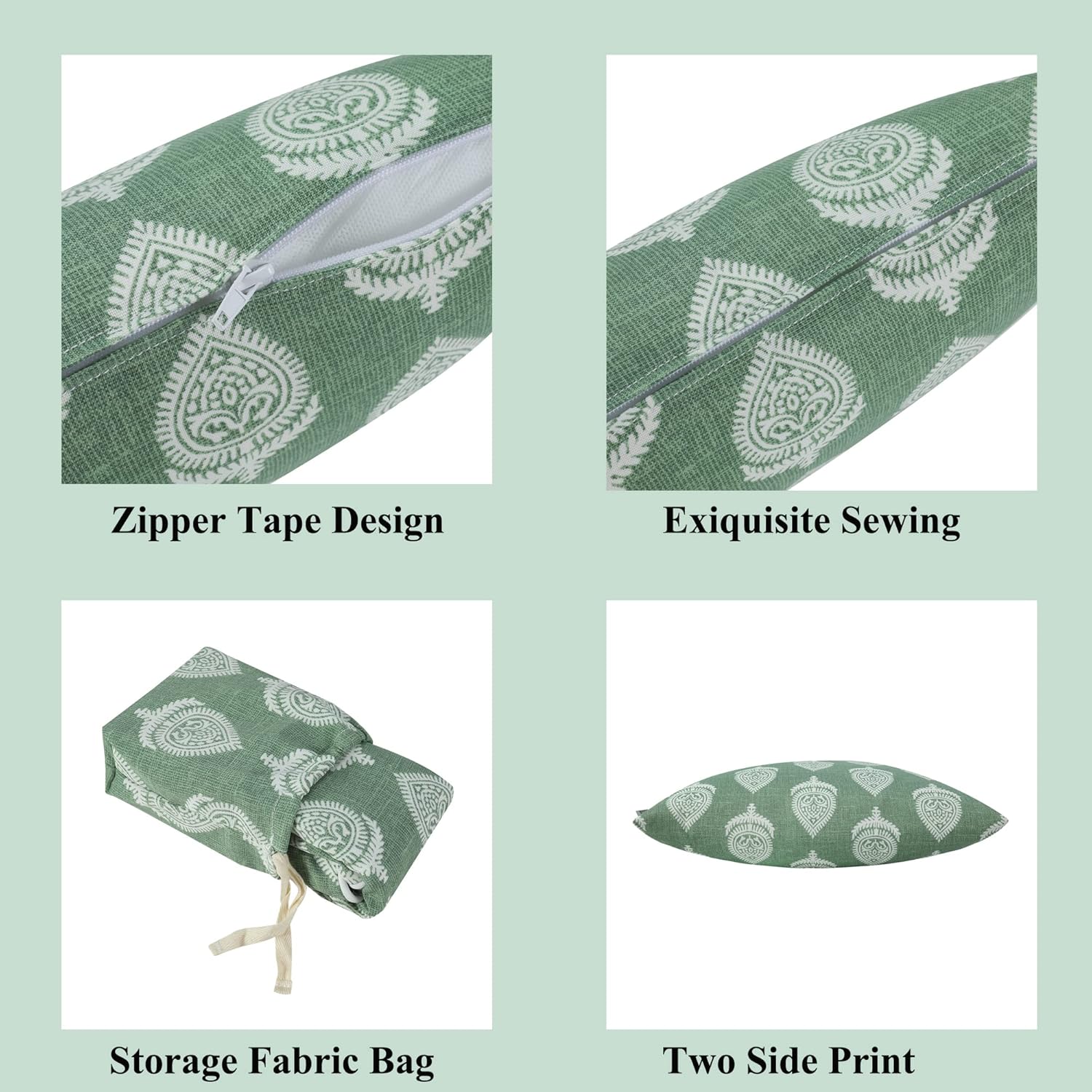 FUNHOME Outdoor Pillow Covers Pack of 2 18x18 Inch Fair Green