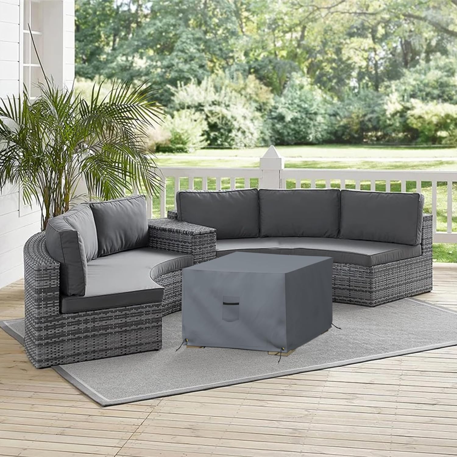 Covers All Outdoor Ottoman Cover Gray 23x23x18