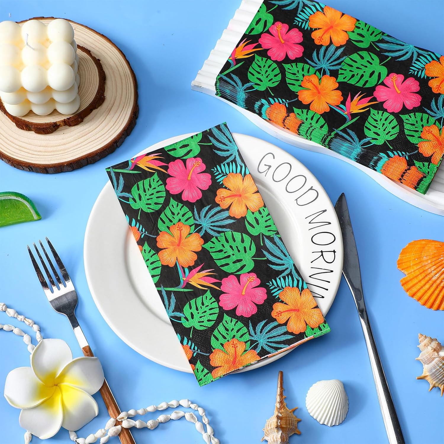 100 Pcs Tropical Hawaiian Cocktail Napkins for Summer Parties