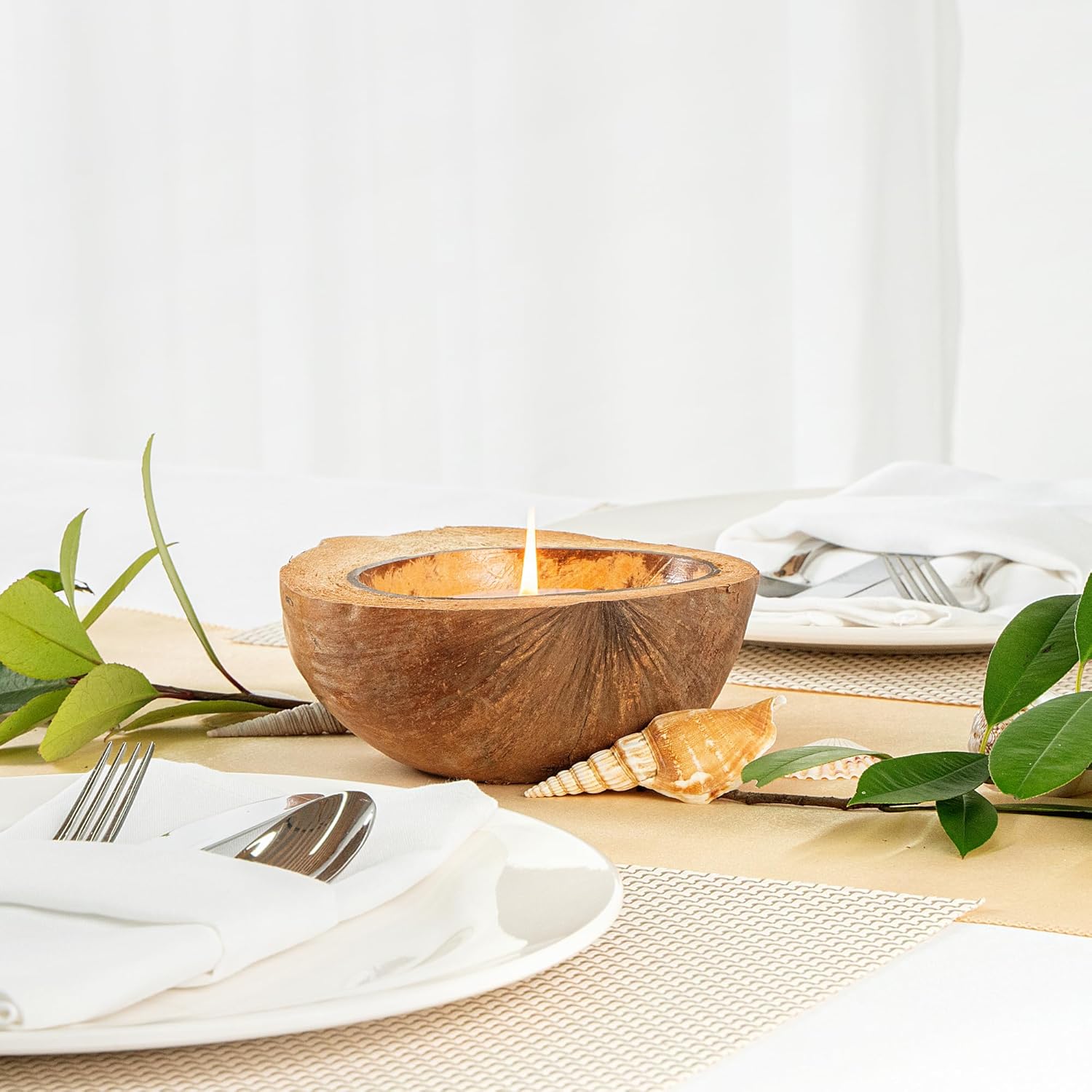 Restaurantware Coconut Shell Candle with Mango Scent