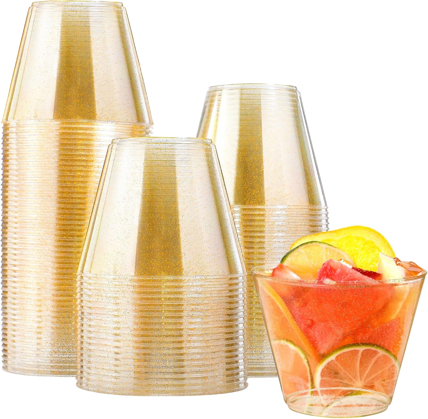 100 Count 9 Oz Gold Plastic Cups for Parties