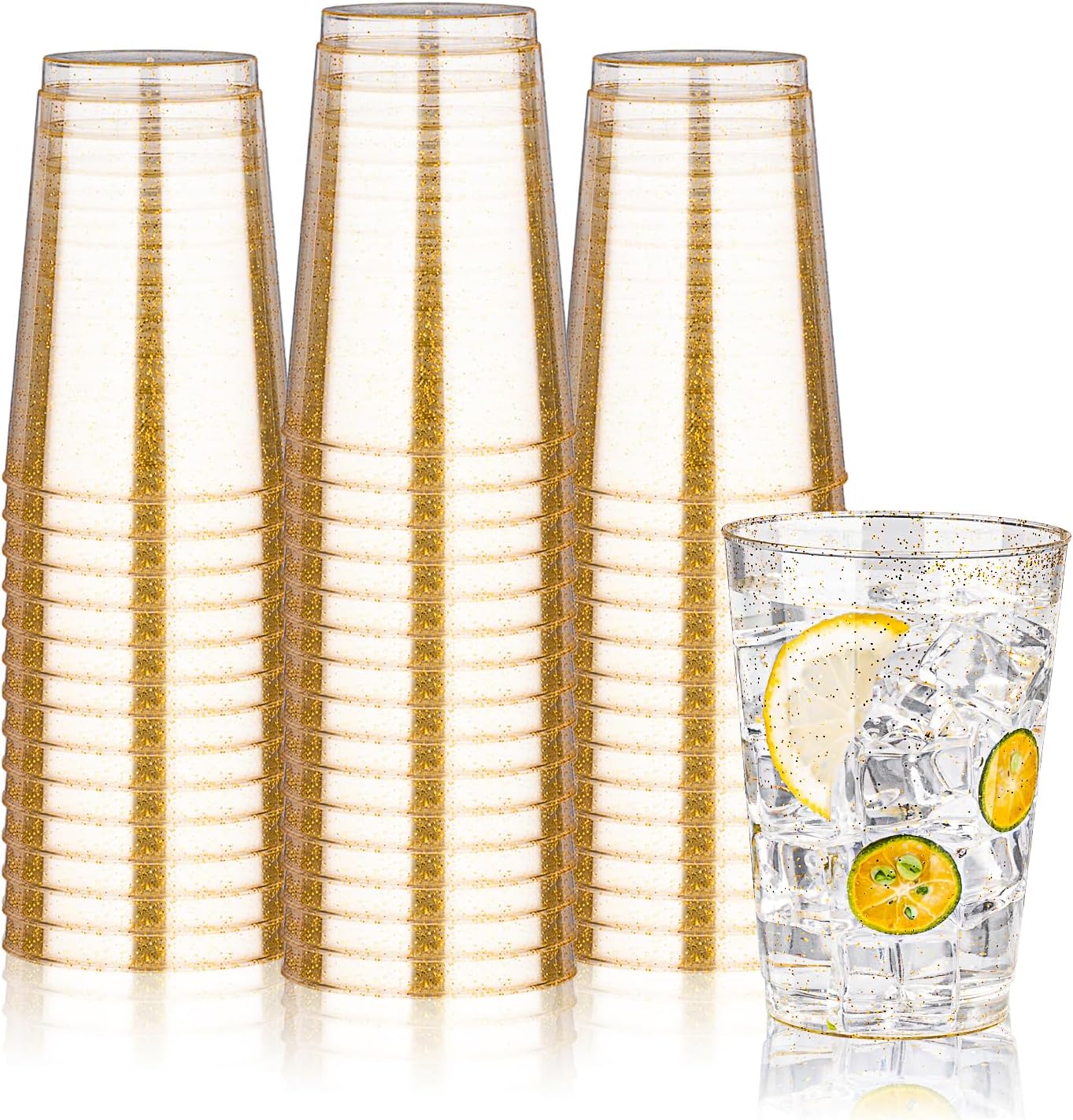 12oz Gold Glitter Disposable Cups 100 Pack