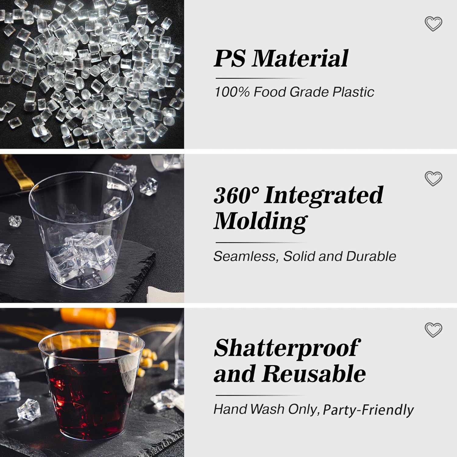 N9R 100PCS Clear Plastic Cups 9oz for Parties