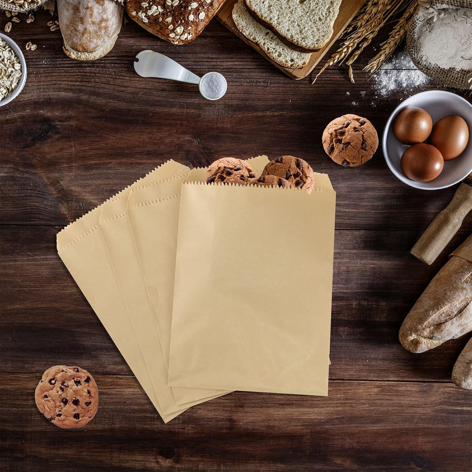 FOCCIUP 100 Pcs 4x6 Inch Brown Kraft Paper Bags for Party Treats
