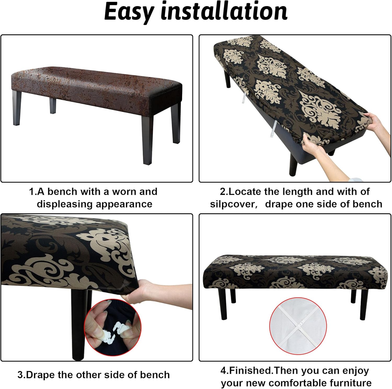 Stretch Bench Covers with Anti-Slip Design and Royal Print